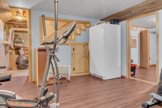 37 Birchwood Ln, Bowdoinham, ME 04008 - workout area featuring wood finished floors