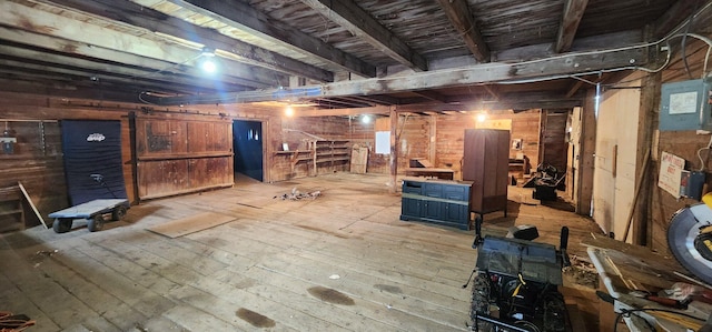 281 Cross Rd, Washburn, ME 04786 - unfinished below grade area with hardwood / wood-style flooring and wood walls