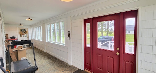 281 Cross Rd, Washburn, ME 04786 - foyer featuring dark wood-style flooring