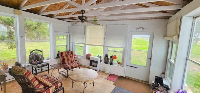 281 Cross Rd, Washburn, ME 04786 - sunroom featuring ceiling fan and plenty of natural light