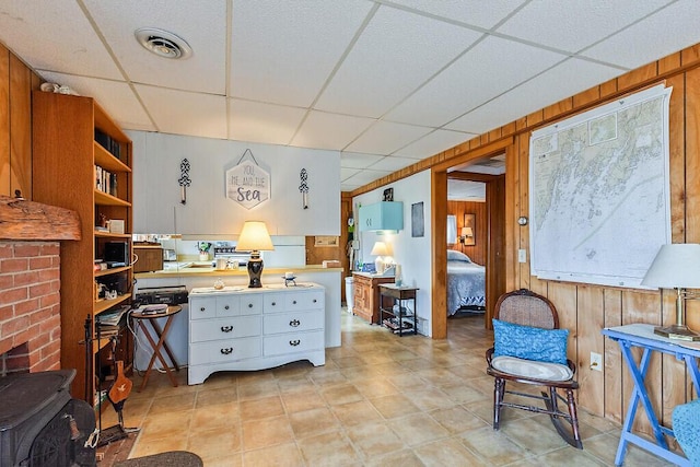 165 Mcfarland Shore Rd, Bristol, ME 04554 - office space with a paneled ceiling and wood walls