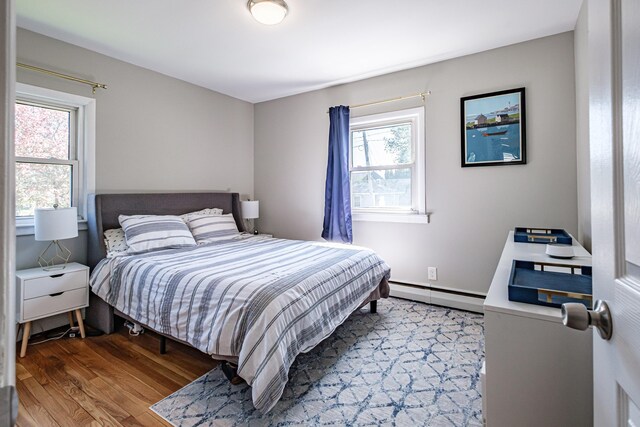 301 Sherwood St, Portland, ME 04103 - bedroom featuring a baseboard heating unit and wood finished floors