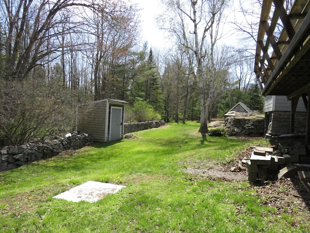 204 Clark Island Rd, Saint George, ME 04859 - view of green lawn with a shed and an outdoor structure
