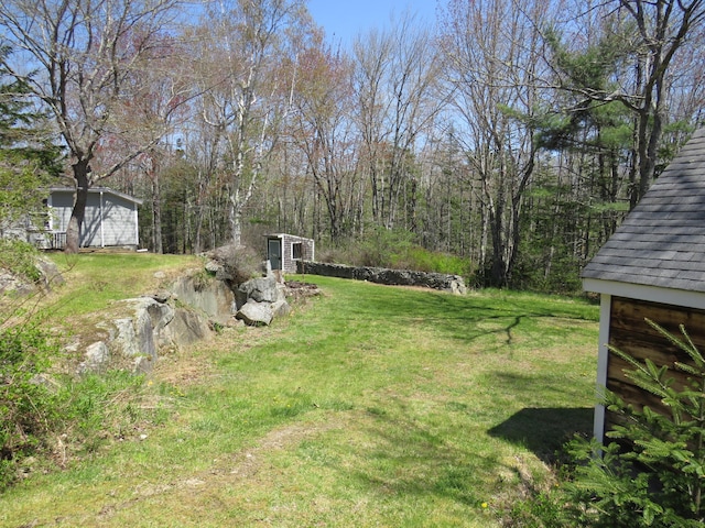 204 Clark Island Rd, Saint George, ME 04859 - view of green lawn with an outdoor structure and a shed