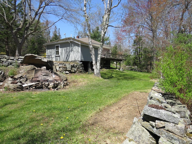204 Clark Island Rd, Saint George, ME 04859 - view of home's exterior with a wooden deck and a yard