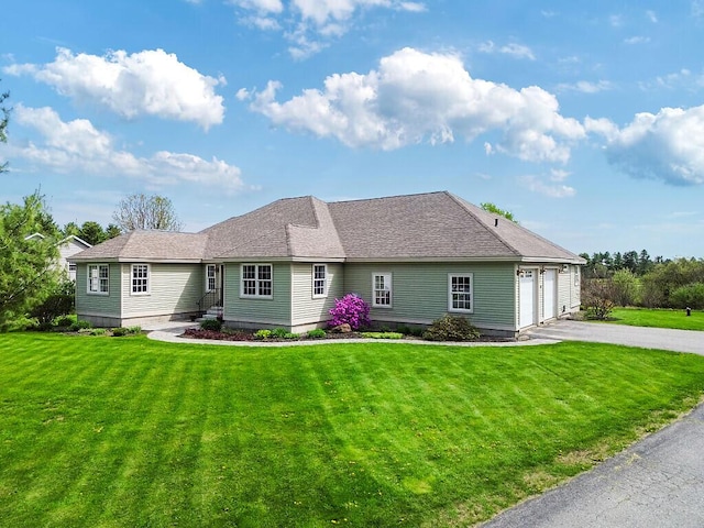 30 Royale Dr, Sidney, ME 04330 - ranch-style home with a front yard, driveway, and a garage