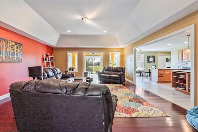 30 Royale Dr, Sidney, ME 04330 - living area with hardwood / wood-style flooring, baseboards, and recessed lighting