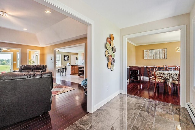 30 Royale Dr, Sidney, ME 04330 - living area featuring baseboards, a baseboard heating unit, and recessed lighting