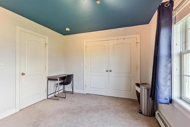 30 Royale Dr, Sidney, ME 04330 - carpeted home office with a baseboard heating unit and baseboards
