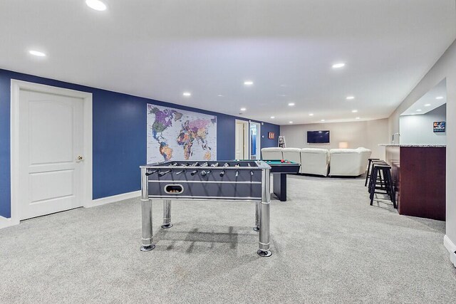 30 Royale Dr, Sidney, ME 04330 - playroom featuring carpet flooring, recessed lighting, baseboards, and billiards table