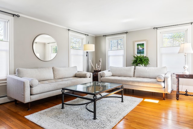 11 Summer St, Kennebunk, ME 04043 - living room featuring hardwood / wood-style floors and crown molding