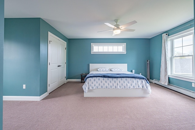 14 Bluebird Trl Unit 67, Falmouth, ME 04105 - bedroom with carpet, multiple windows, baseboards, and ceiling fan
