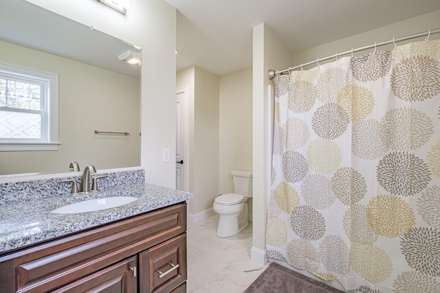 14 Bluebird Trl Unit 67, Falmouth, ME 04105 - bathroom with marble look tiles, vanity, toilet, and a shower with shower curtain
