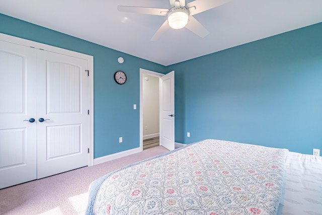 14 Bluebird Trl Unit 67, Falmouth, ME 04105 - carpeted bedroom with a closet, ceiling fan, and baseboards