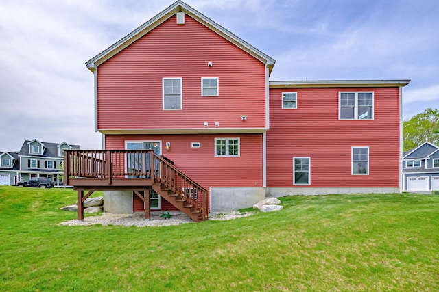 14 Bluebird Trl Unit 67, Falmouth, ME 04105 - back of house featuring a deck, a yard, and stairs