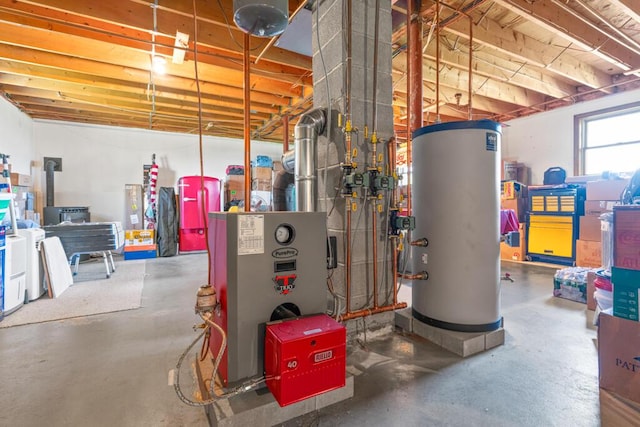 414 Oak Hill Rd, Litchfield, ME 04350 - basement featuring gas water heater and a heating unit