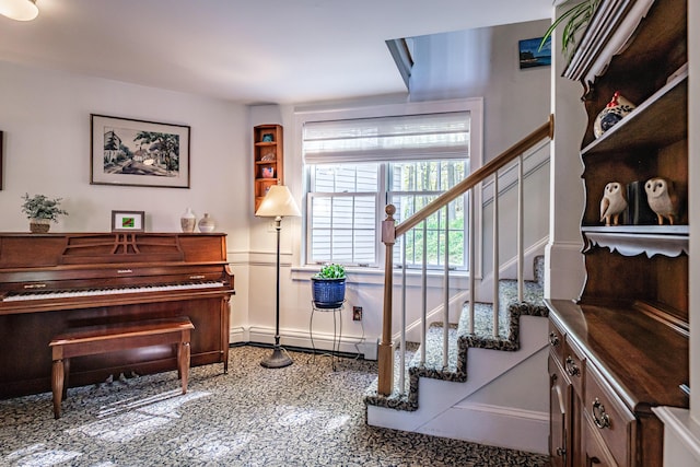 71 Brook Rd, Falmouth, ME 04105 - sitting room featuring stairway and a baseboard heating unit