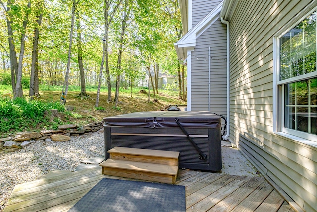 71 Brook Rd, Falmouth, ME 04105 - wooden deck with a hot tub