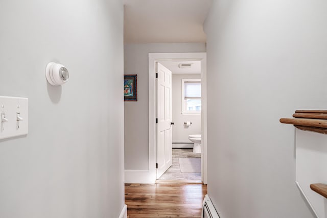 28 Stone Dr, Cape Elizabeth, ME 04107 - corridor with a baseboard radiator, light wood-style floors, and baseboards