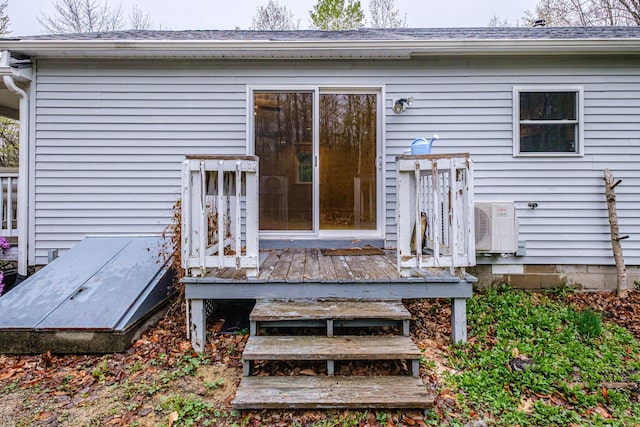 55 Reservoir Rd, Paris, ME 04281 - back of property with a wooden deck, a shingled roof, and ac unit