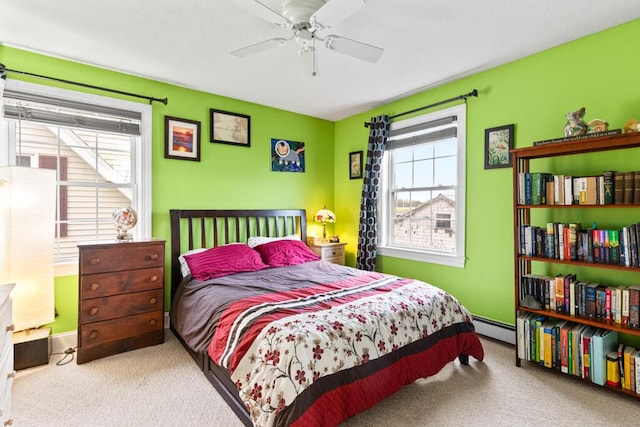 333 N St Unit 5, Saco, ME 04072 - carpeted bedroom featuring baseboard heating, ceiling fan, and baseboards