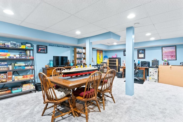 333 N St Unit 5, Saco, ME 04072 - carpeted dining space with a paneled ceiling and recessed lighting