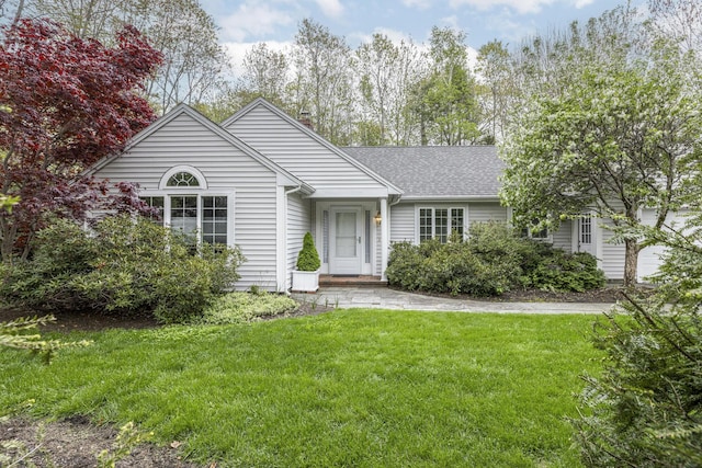 5 Honeysuckle Ln, Scarborough, ME 04074 - ranch-style house featuring a front yard and roof with shingles