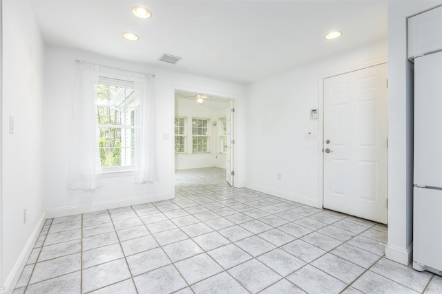 5 Honeysuckle Ln, Scarborough, ME 04074 - entryway with recessed lighting, baseboards, ceiling fan, and light tile patterned floors