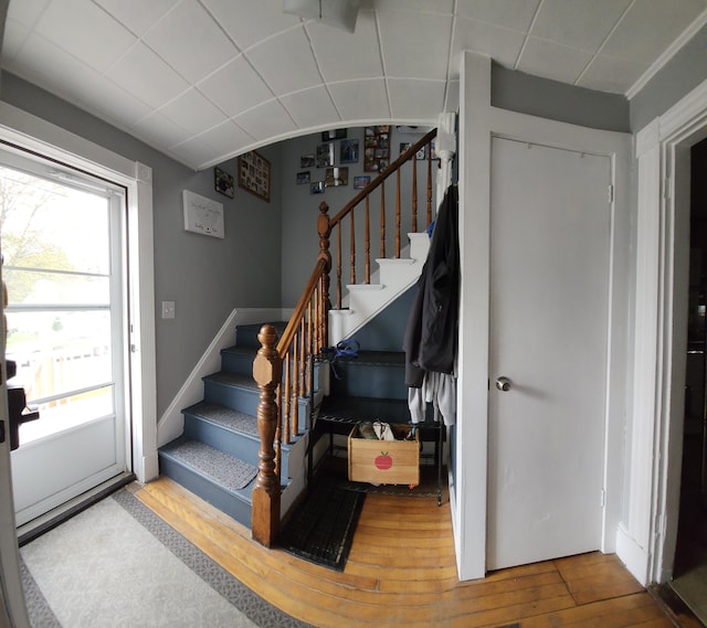 295 Grove St, Bangor, ME 04401 - staircase featuring hardwood / wood-style flooring