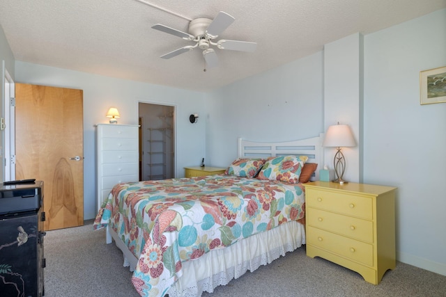 205 E Grand Ave Unit 7E, Old Orchard Beach, ME 04064 - bedroom featuring carpet floors, ceiling fan, and a textured ceiling