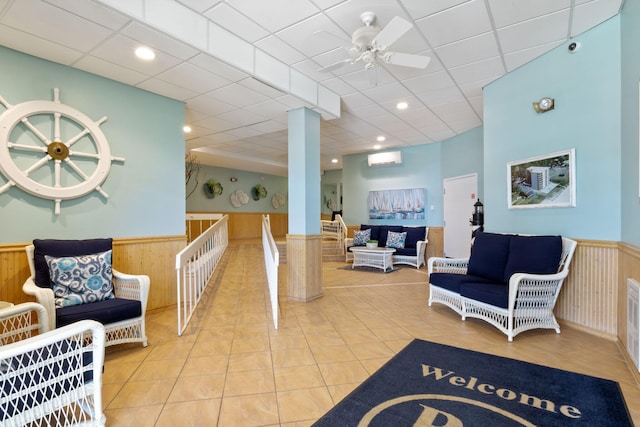 205 E Grand Ave Unit 7E, Old Orchard Beach, ME 04064 - lobby with a wainscoted wall, wood walls, and recessed lighting