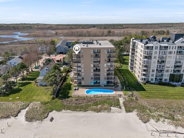 205 E Grand Ave Unit 7E, Old Orchard Beach, ME 04064 - bird's eye view of apartment complex / building, a pool, and a nearby body of water