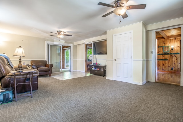 23 Paul St, South Berwick, ME 03908 - living room with ceiling fan and carpet flooring