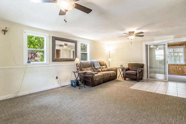 23 Paul St, South Berwick, ME 03908 - living room featuring ceiling fan and carpet floors