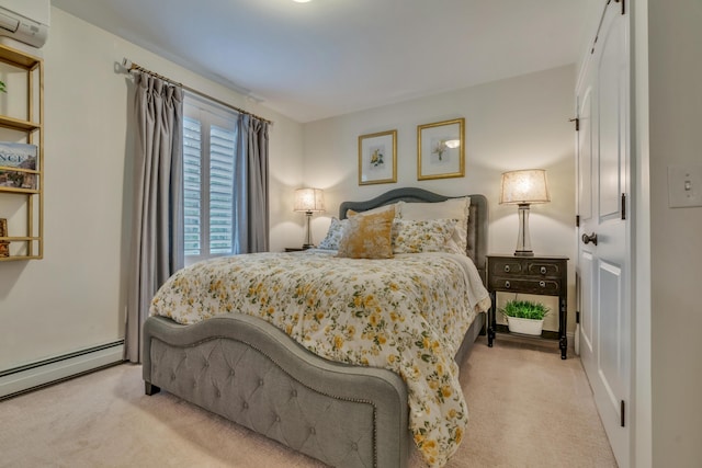4 Brown Hill Ln, Scarborough, ME 04074 - bedroom featuring light carpet, baseboard heating, and a wall unit AC