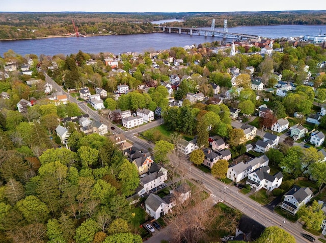 131 N St, Bath, ME 04530 - aerial view of property's location with a notable bridge and a large body of water