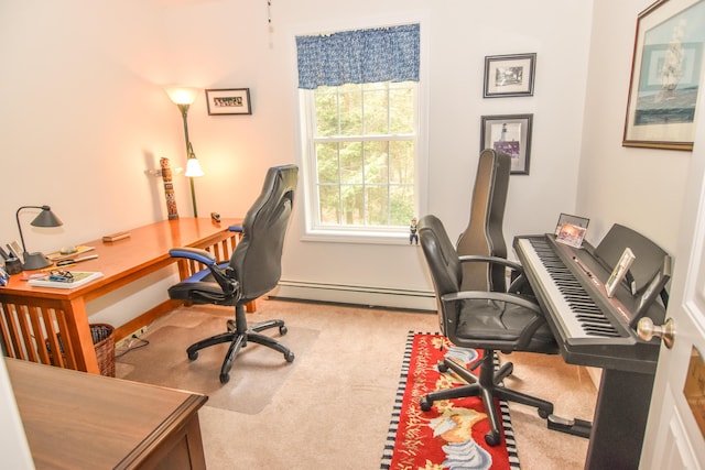 428 E Main St, Yarmouth, ME 04096 - home office with a baseboard heating unit, carpet flooring, and baseboards