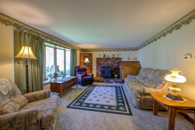 9 Ridge Rd, Westbrook, ME 04092 - living room with carpet and a wood stove