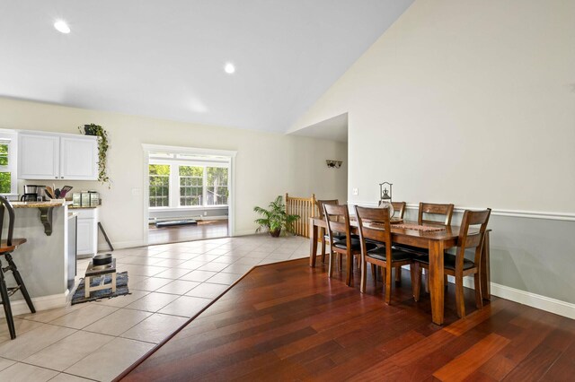 29 Gabriels Way, Turner, ME 04282 - dining room with baseboards, vaulted ceiling, recessed lighting, and light wood finished floors