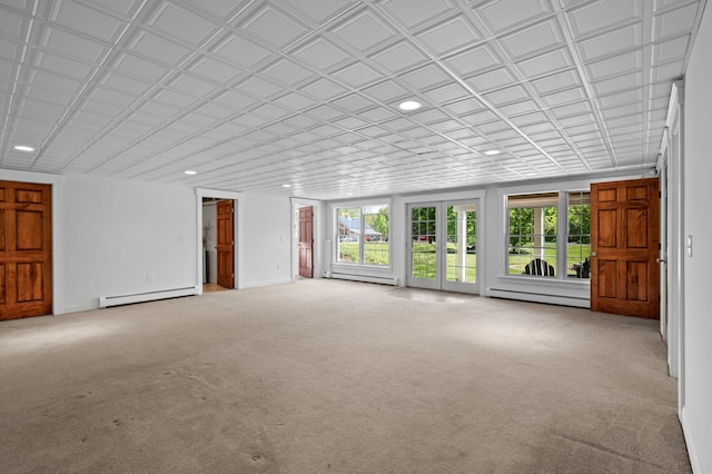 29 Gabriels Way, Turner, ME 04282 - unfurnished living room with a baseboard radiator, a baseboard heating unit, recessed lighting, and carpet