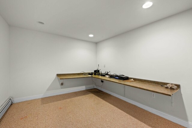 29 Gabriels Way, Turner, ME 04282 - unfurnished office featuring baseboard heating, light colored carpet, recessed lighting, and baseboards