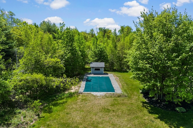 29 Gabriels Way, Turner, ME 04282 - view of swimming pool with a lawn and a wooded view