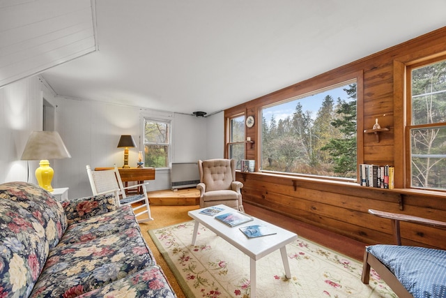 16 Columbia Ave, Tremont, ME 04612 - living room with healthy amount of natural light, wood walls, and wood finished floors
