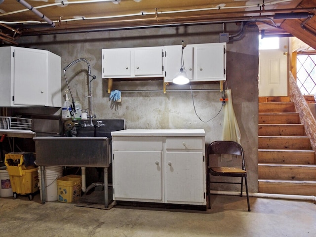 16 Davis Point Rd, Wayne, ME 04284 - below grade area featuring stairs and a sink