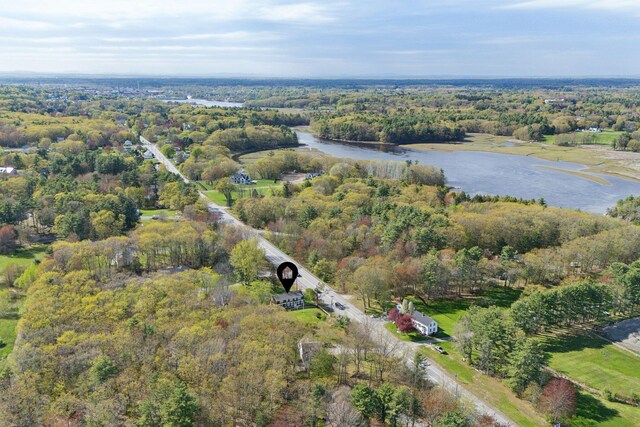 378 Pool St, Biddeford, ME 04005 - aerial overview of property's location featuring a large body of water and a forest