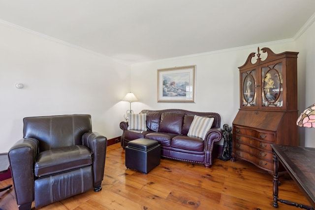 378 Pool St, Biddeford, ME 04005 - living area with ornamental molding and hardwood / wood-style flooring