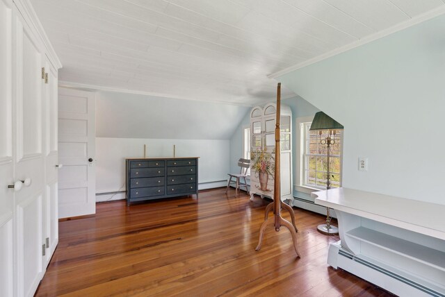 378 Pool St, Biddeford, ME 04005 - bonus room with baseboard heating, wood finished floors, and vaulted ceiling