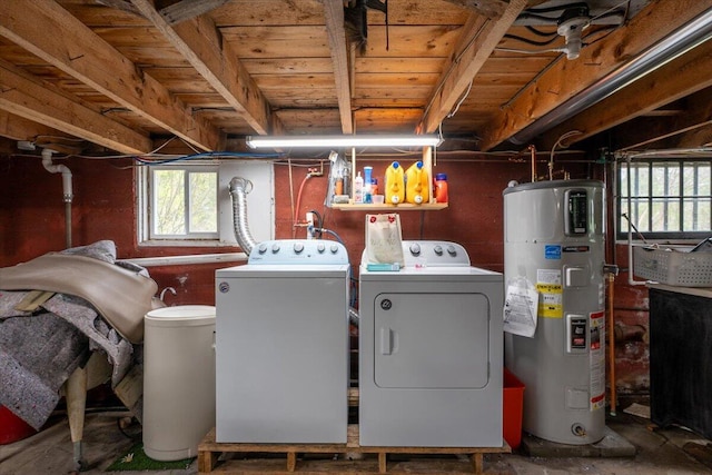 127 Harbor Rd, Friendship, ME 04547 - washroom featuring water heater and separate washer and dryer