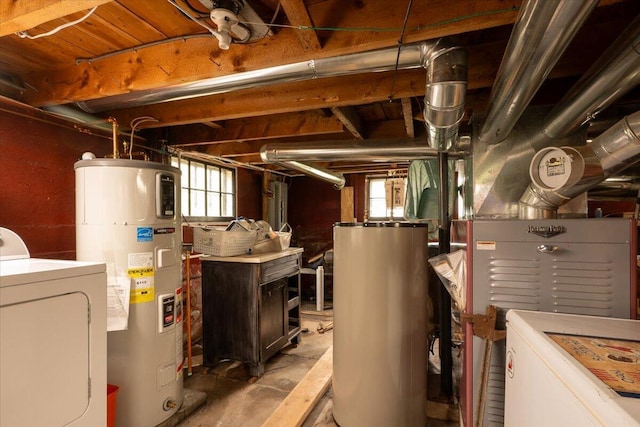 127 Harbor Rd, Friendship, ME 04547 - utility room featuring gas water heater, water heater, and washer and dryer