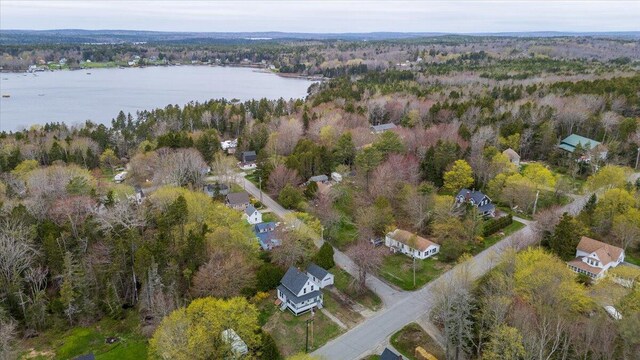 127 Harbor Rd, Friendship, ME 04547 - aerial overview of property's location featuring a nearby body of water and a heavily wooded area